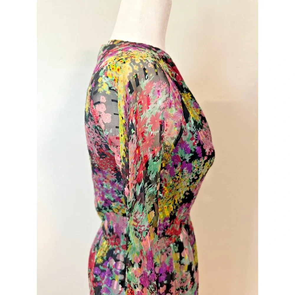 Vintage 80's Diane Dickinson‎ for Gentillesse Silk Floral Wrap Dress Size Medium